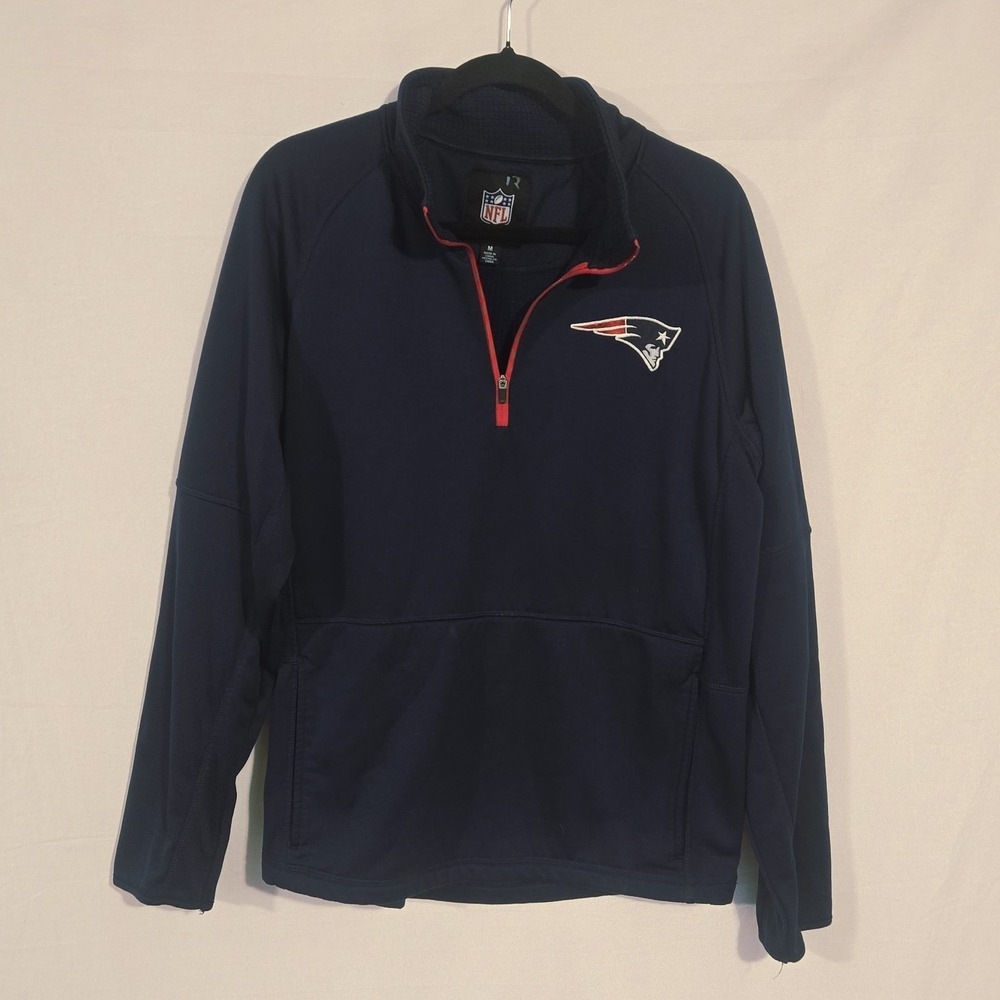 NFL New England Patriots Waffle Fleece 1/4 Zip Pullover Size Medium Lightweight